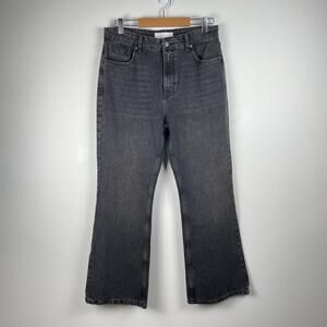 Topshop Jeans Womens 10 Black High Waist Wide Leg Kick Flare 32 waist Grunge y2k